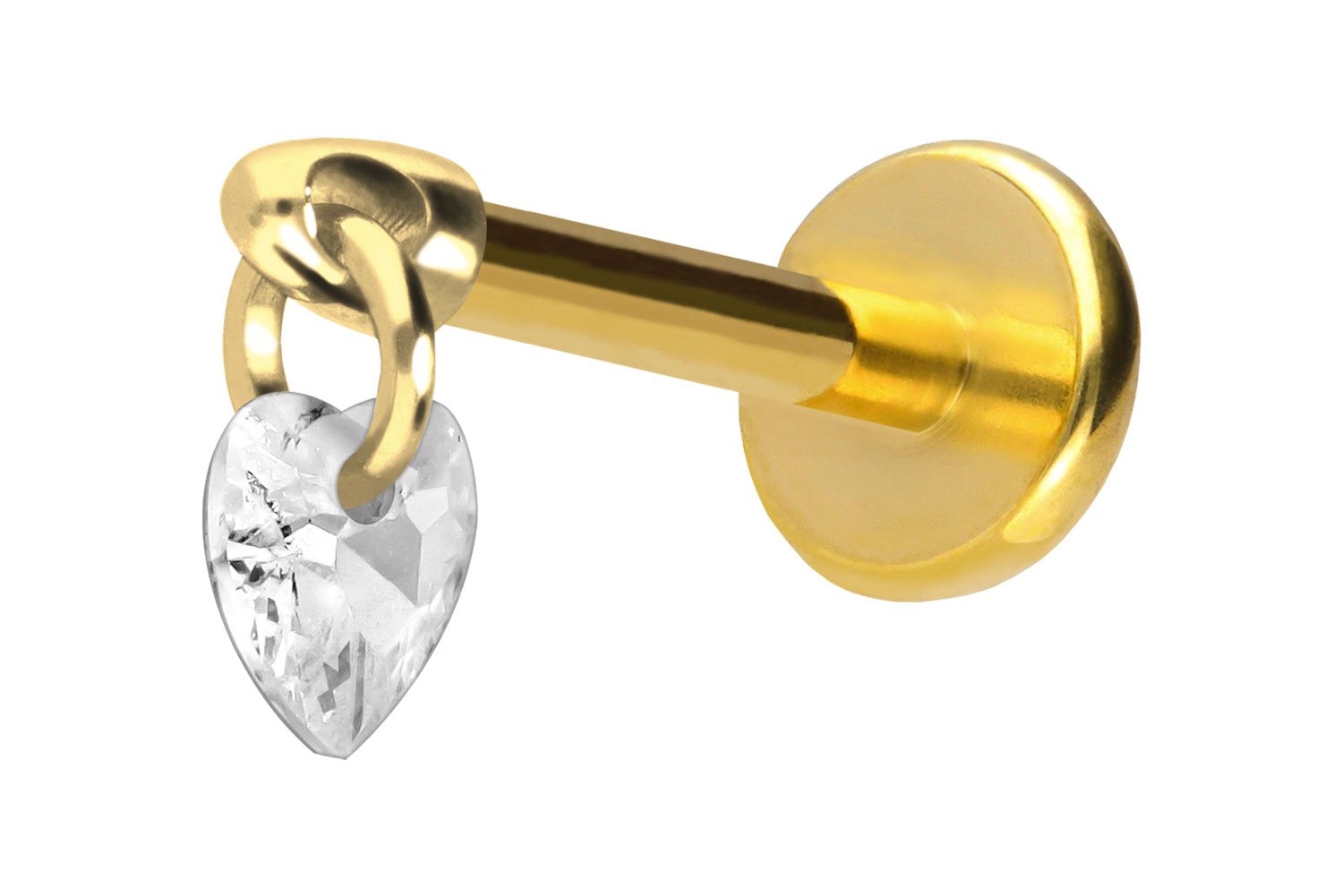 Titan Labret Piercing mit Push Fit KRISTALLHERZ